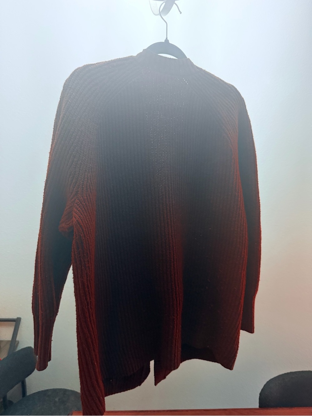 Express Chocolate dark red Ribbed Button-Front Cardigan - Picture 4 of 4